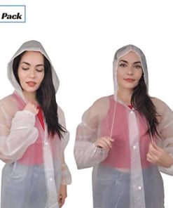 Rain Ponchos for Women Men Adults (2 Pack) Reusable Portable Rain Coat Jacket
