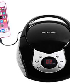 Riptunes Portable CD Player with AM FM Radio Potable radios Boom Box with Aux Line-in, Black
