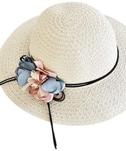 XBKPLO Sun Hats for Women Wide Brim Visor Straw Cap Summer Beach Fine Flower Travel Foldable UPF 50+ Fashion Ladies Wild Accessories